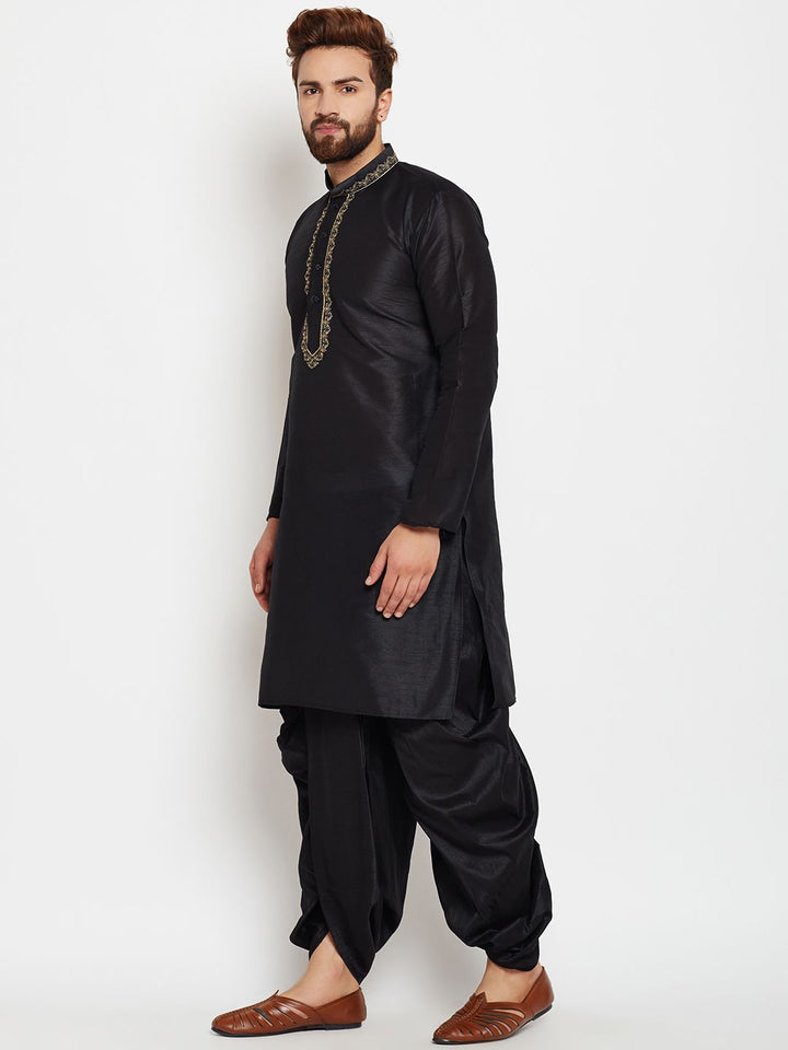 SOJANYA Kurta A-Line Design Tenunan Hitam Lelaki