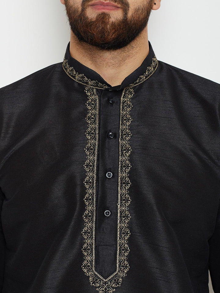 SOJANYA Kurta A-Line Design Tenunan Hitam Lelaki