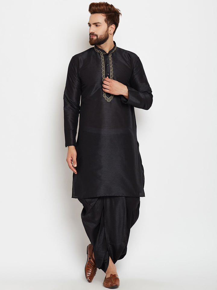 SOJANYA Kurta A-Line Design Tenunan Hitam Lelaki