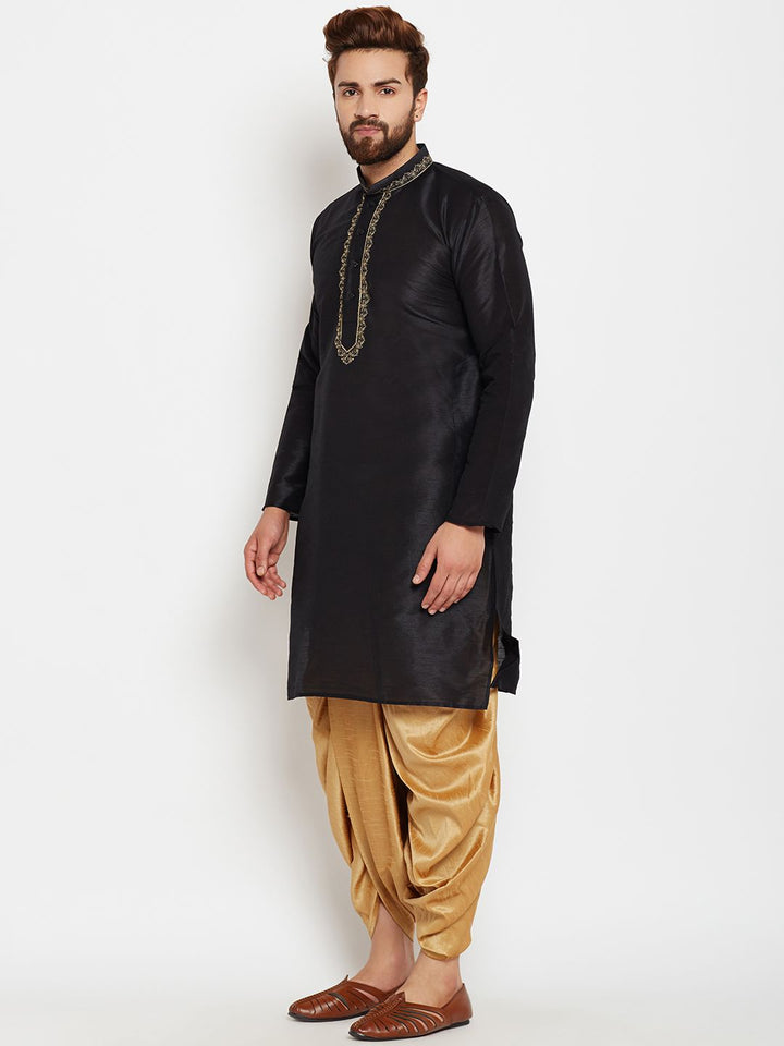 SOJANYA Kurta A-Line Design Tenunan Hitam Lelaki