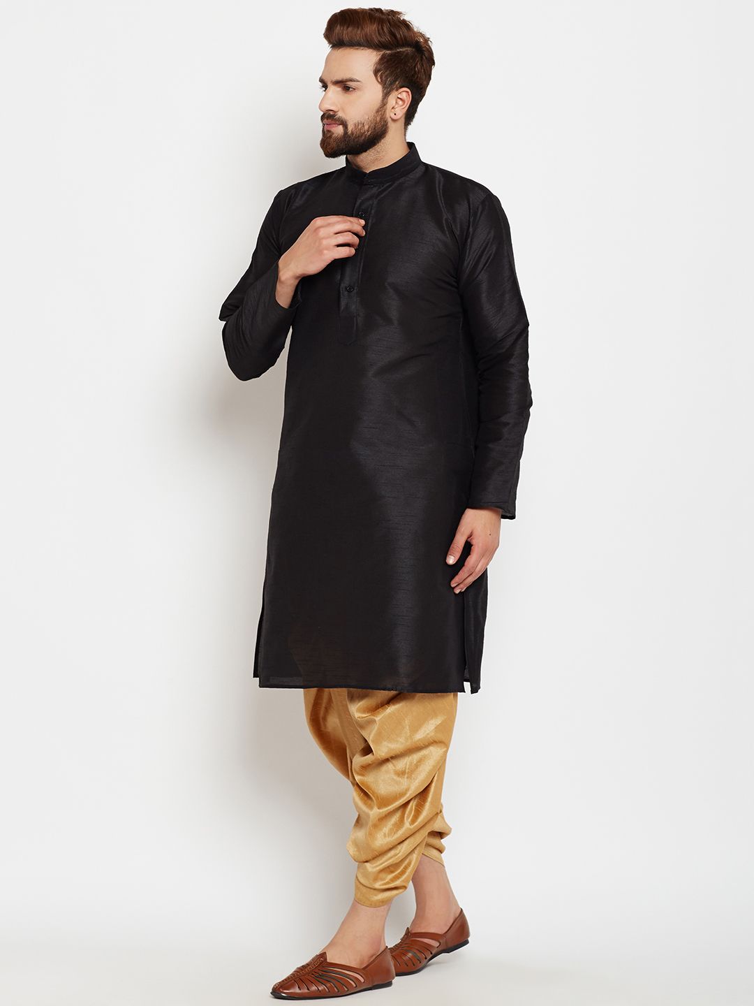 SOJANYA Lelaki Hitam Solid A-Line Kurta
