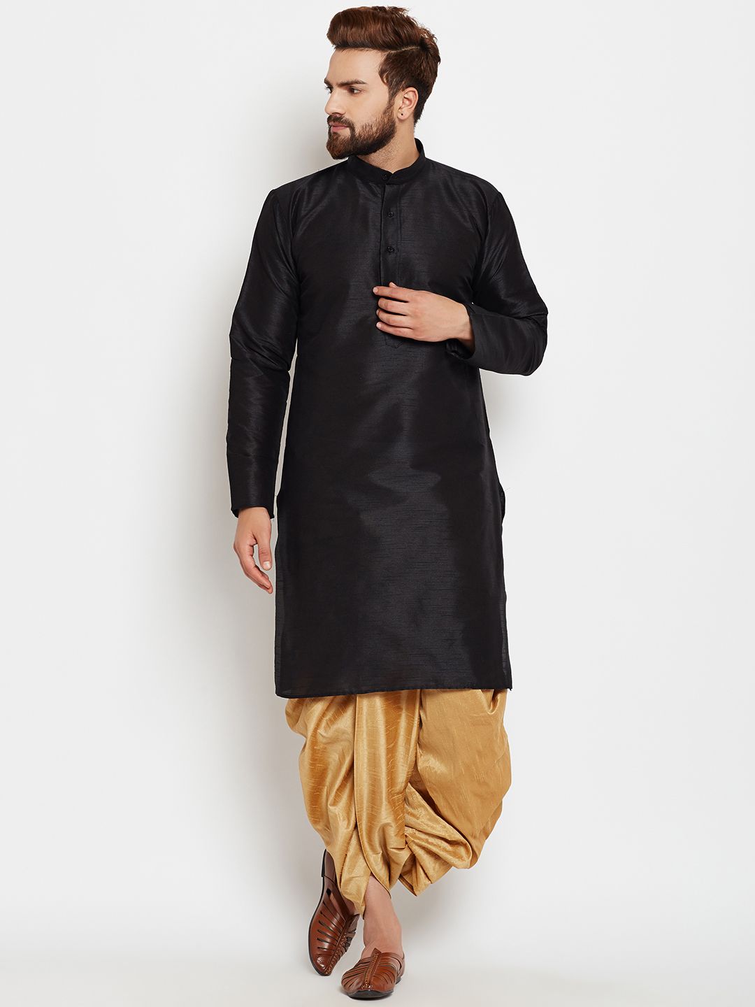 SOJANYA Lelaki Hitam Solid A-Line Kurta