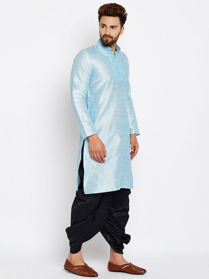 SOJANYA Men Blue Solid Straight Kurta