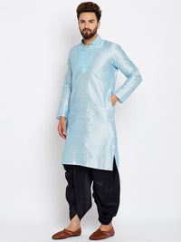 SOJANYA Men Blue Solid Straight Kurta