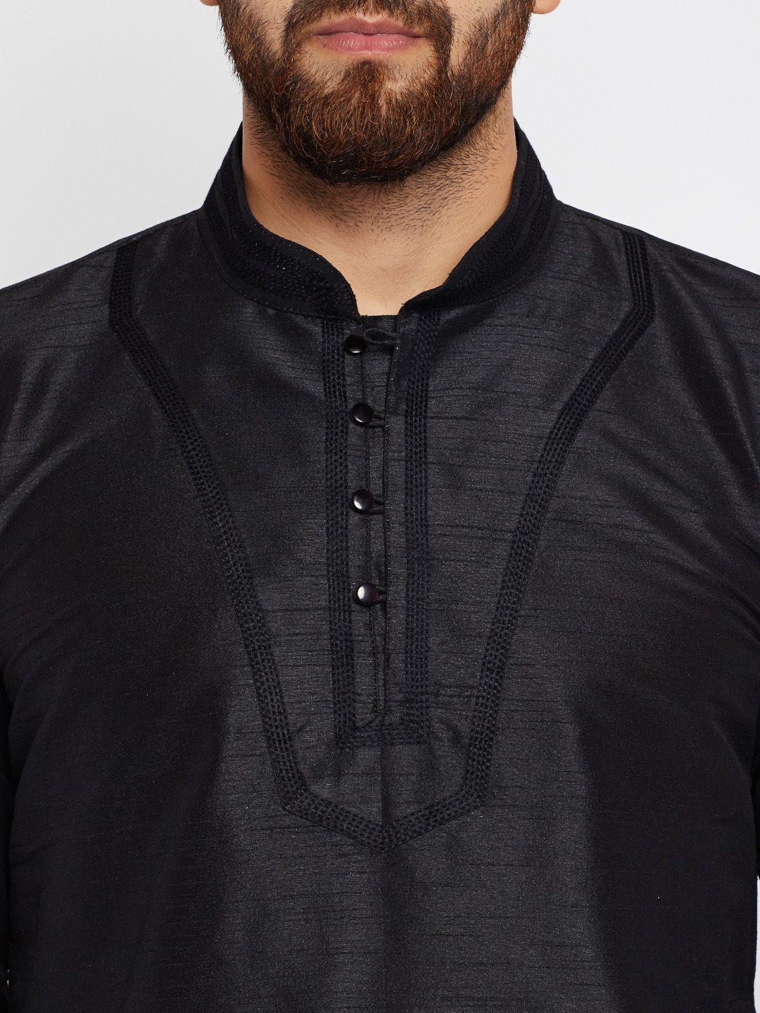SOJANYA Men Black Solid Straight Kurta