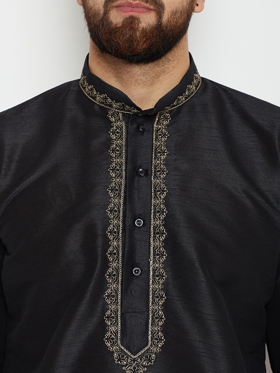 SOJANYA Men Black Woven Design A-Line Kurta