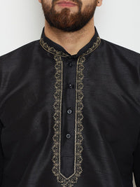 SOJANYA Men Black Woven Design A-Line Kurta