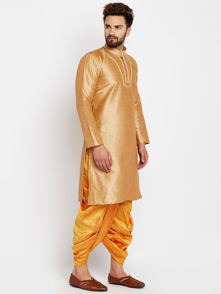 SOJANYA Men Gold-Toned Solid A-Line Kurta