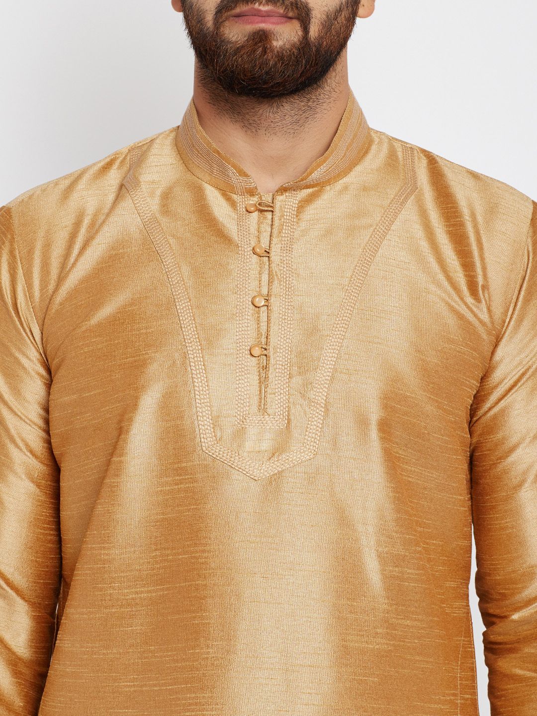 SOJANYA Men Gold-Toned Solid A-Line Kurta