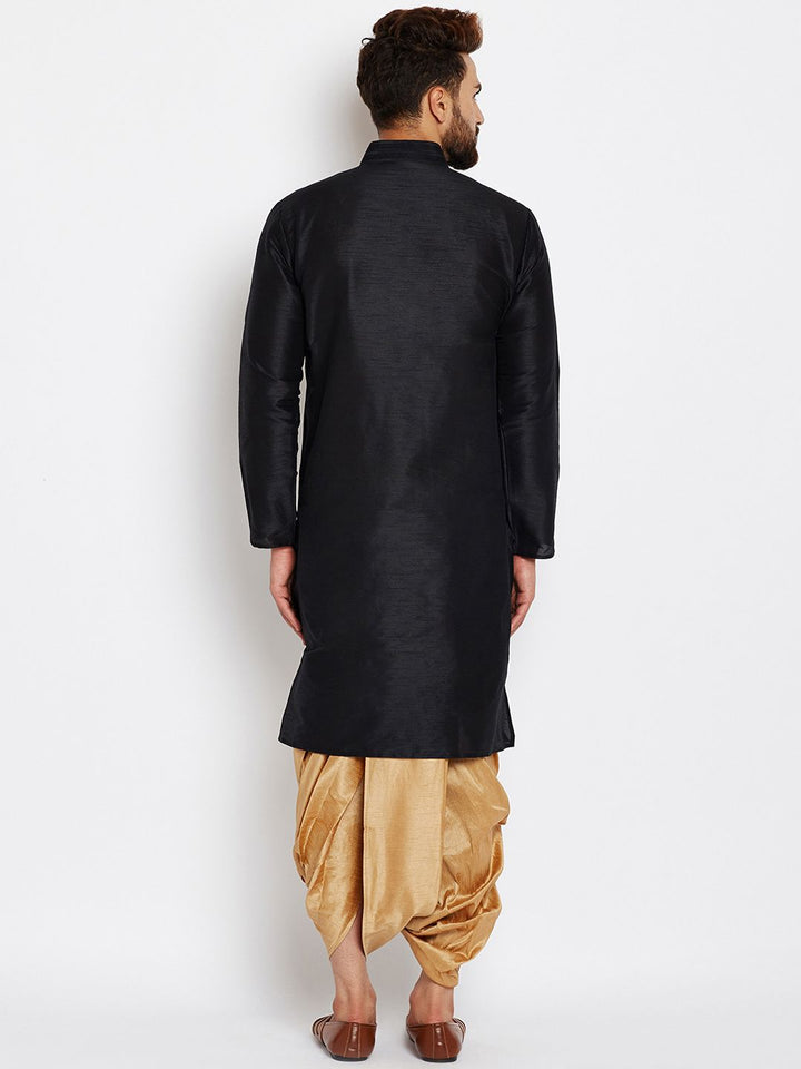 SOJANYA Men Black Solid Straight Kurta