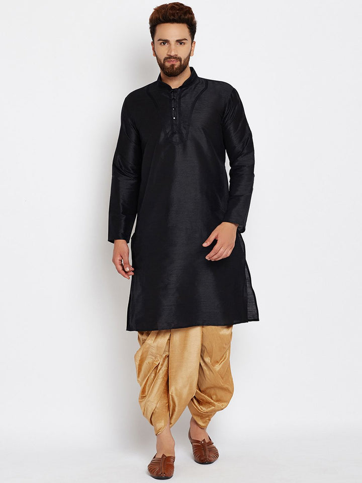 SOJANYA Men Black Solid Straight Kurta