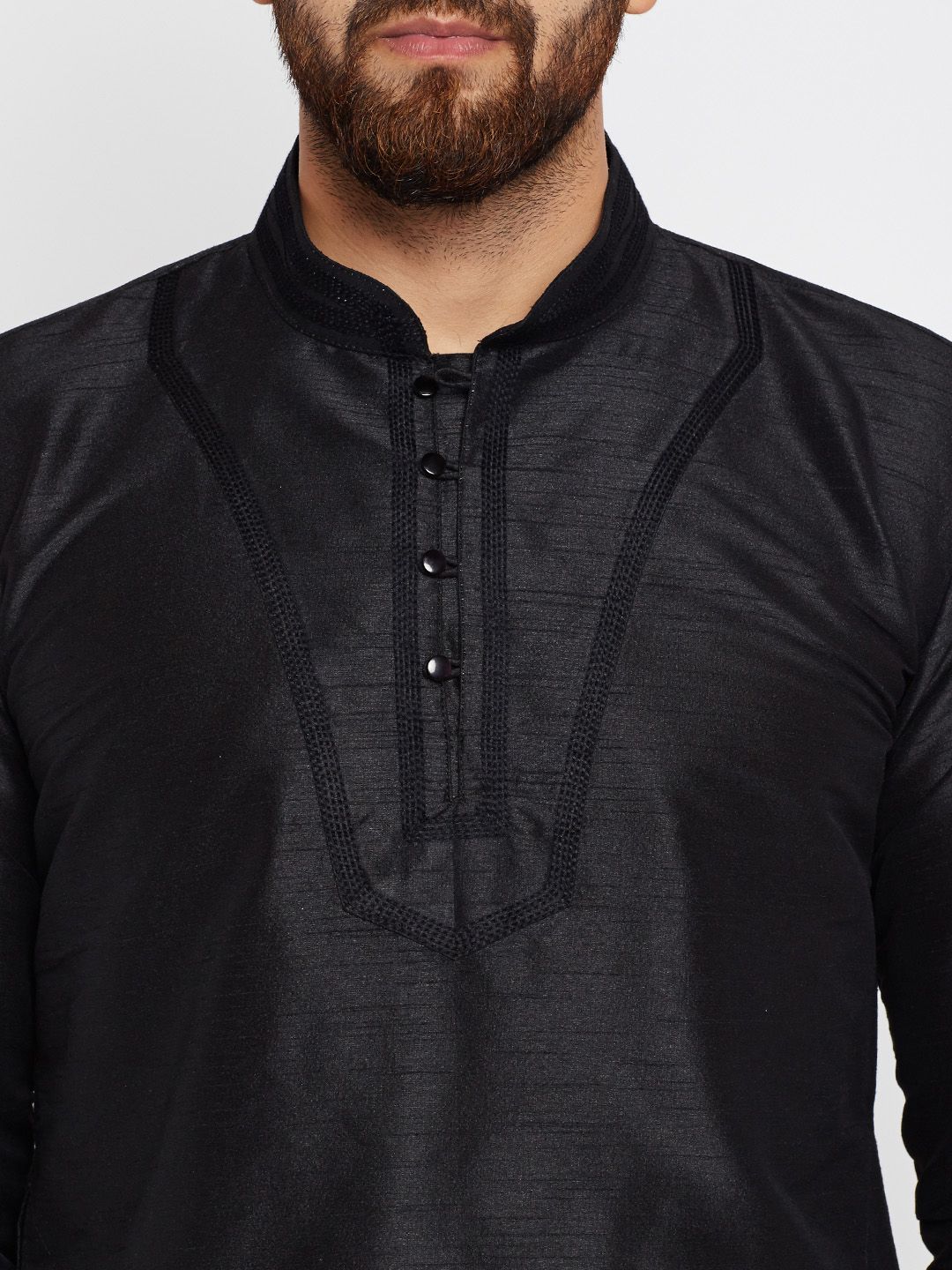 SOJANYA Men Black Solid Straight Kurta