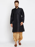 SOJANYA Lelaki Hitam Solid Kurta Lurus
