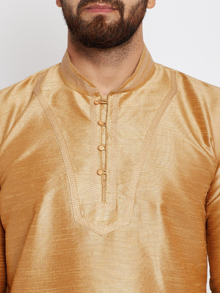 SOJANYA Men Gold-Toned Solid A-Line Kurta