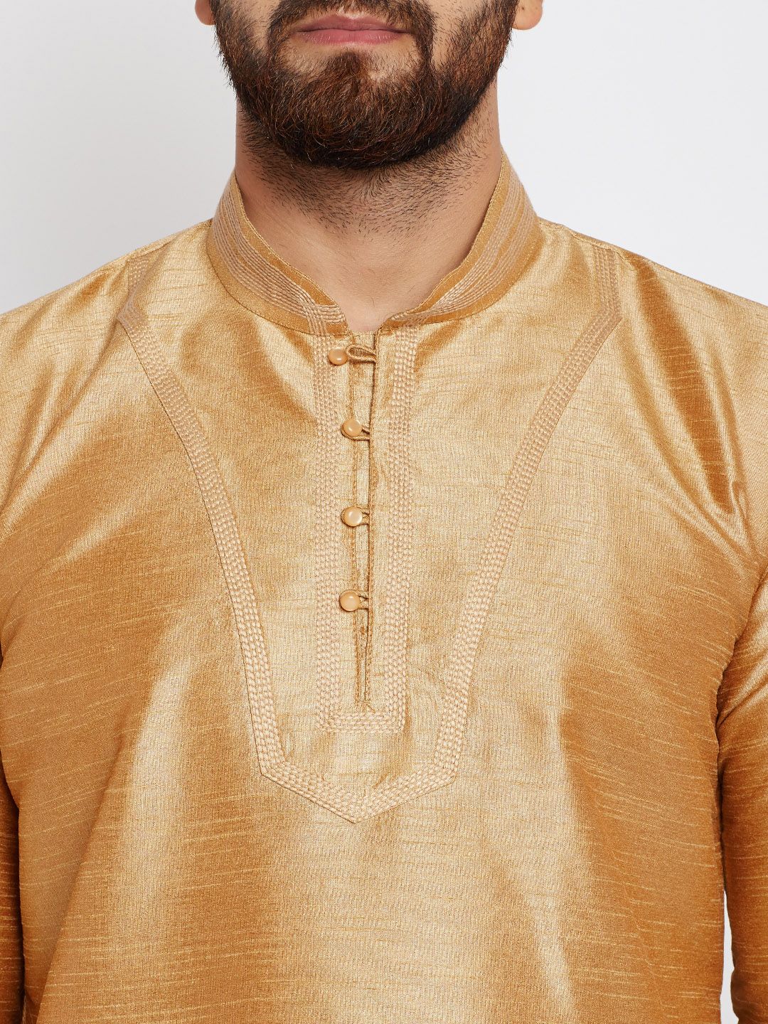 SOJANYA Men Gold-Toned Solid A-Line Kurta