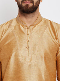 SOJANYA Men Gold-Toned Solid A-Line Kurta
