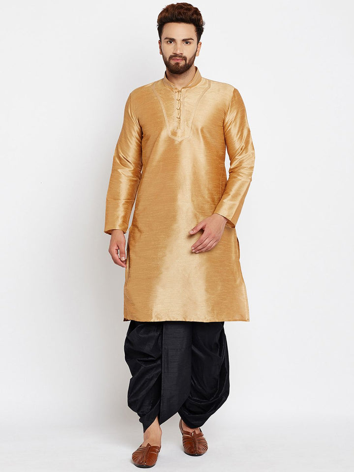 SOJANYA Men Gold-Toned Solid A-Line Kurta
