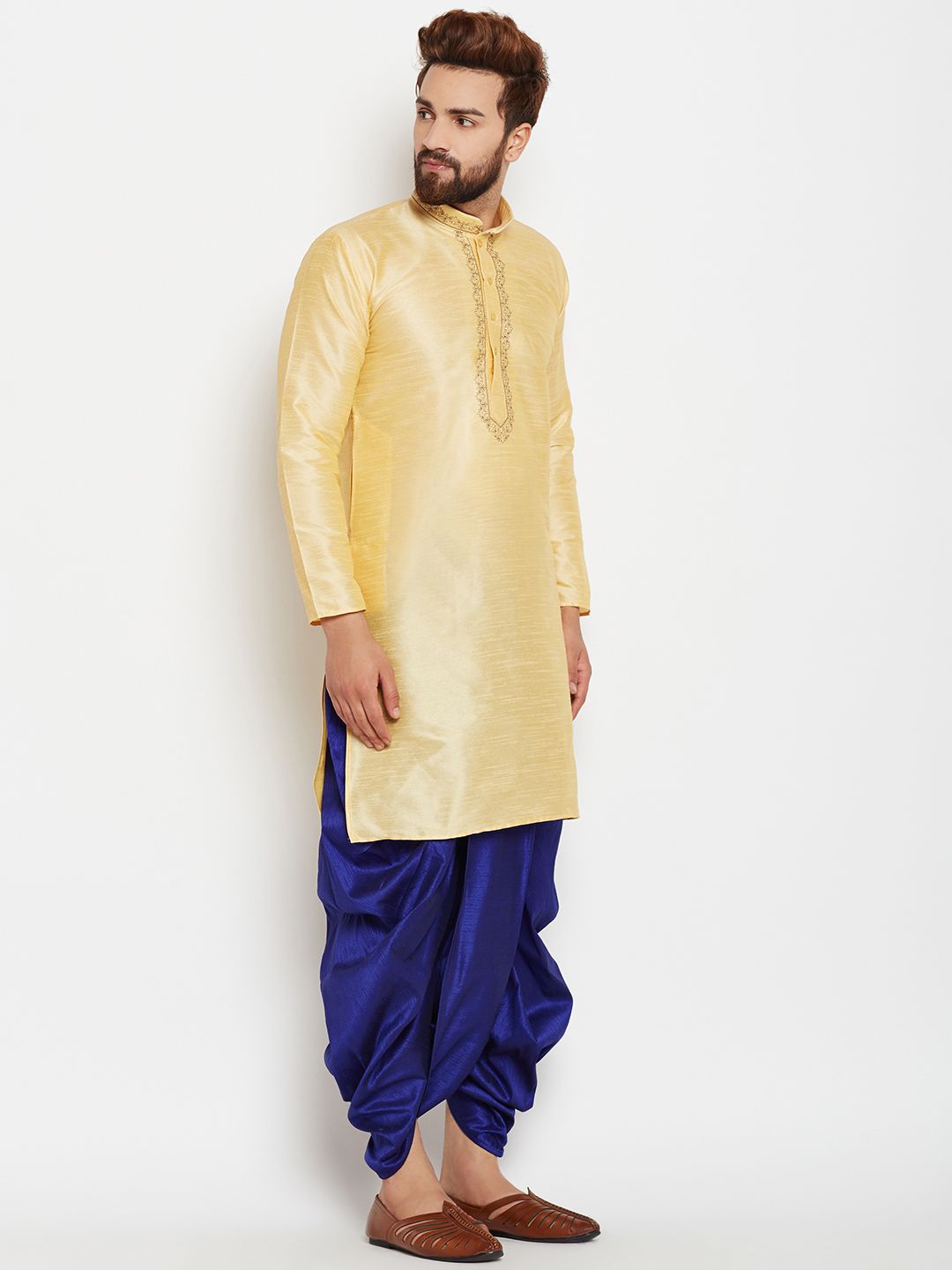 SOJANYA Kurta A-Line Design Tenunan Kuning Lelaki