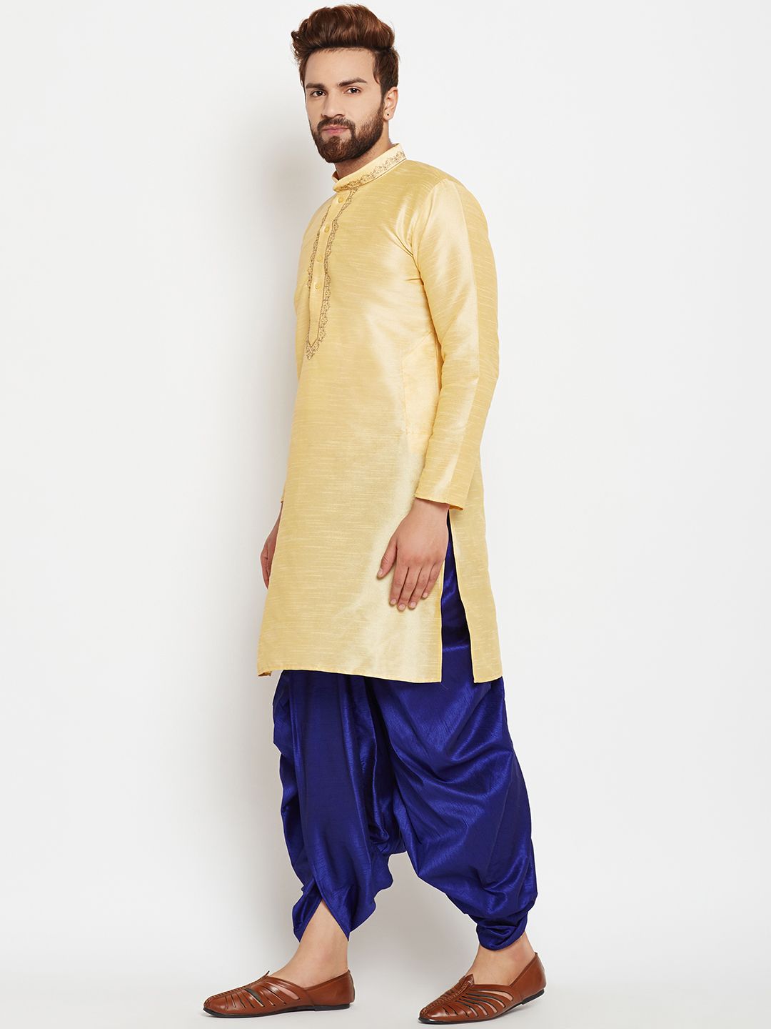 SOJANYA Kurta A-Line Design Tenunan Kuning Lelaki