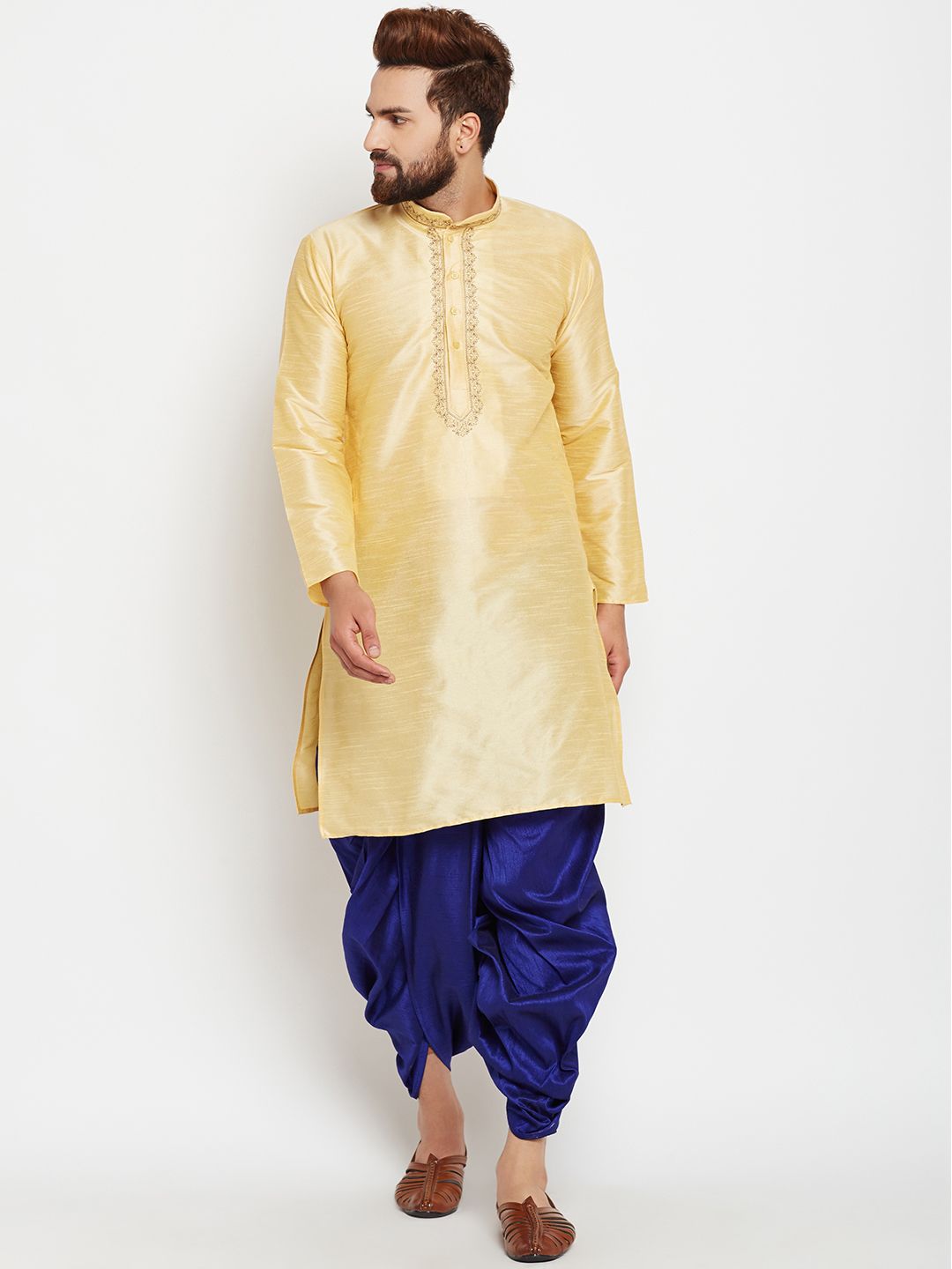 SOJANYA Kurta A-Line Design Tenunan Kuning Lelaki