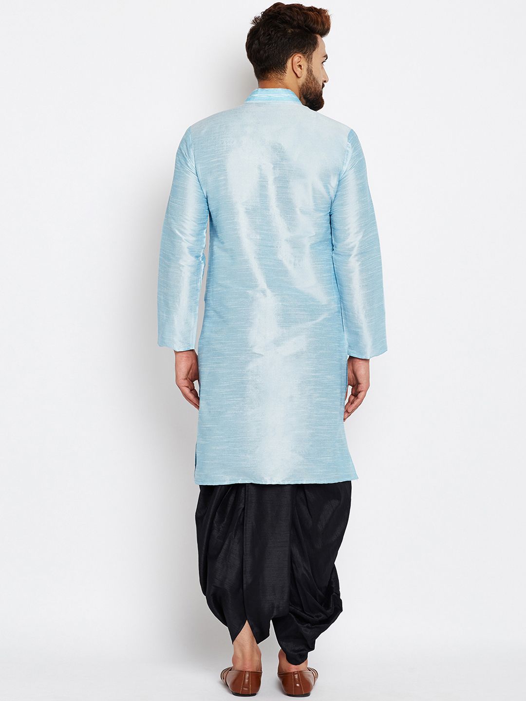 SOJANYA Men Blue Solid Straight Kurta