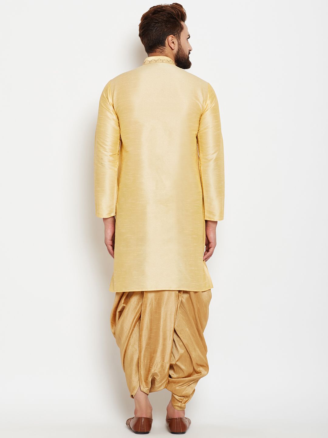 SOJANYA Men Gold-Toned Woven Design A-Line Kurta