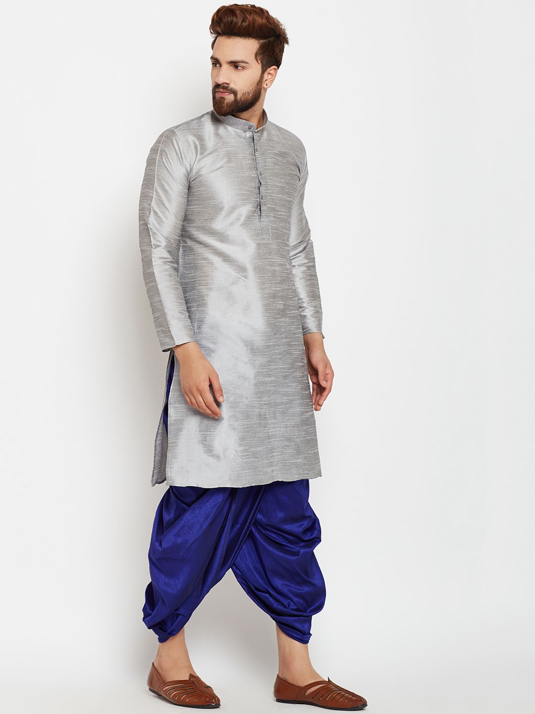 SOJANYA Men Grey Solid A-Line Kurta