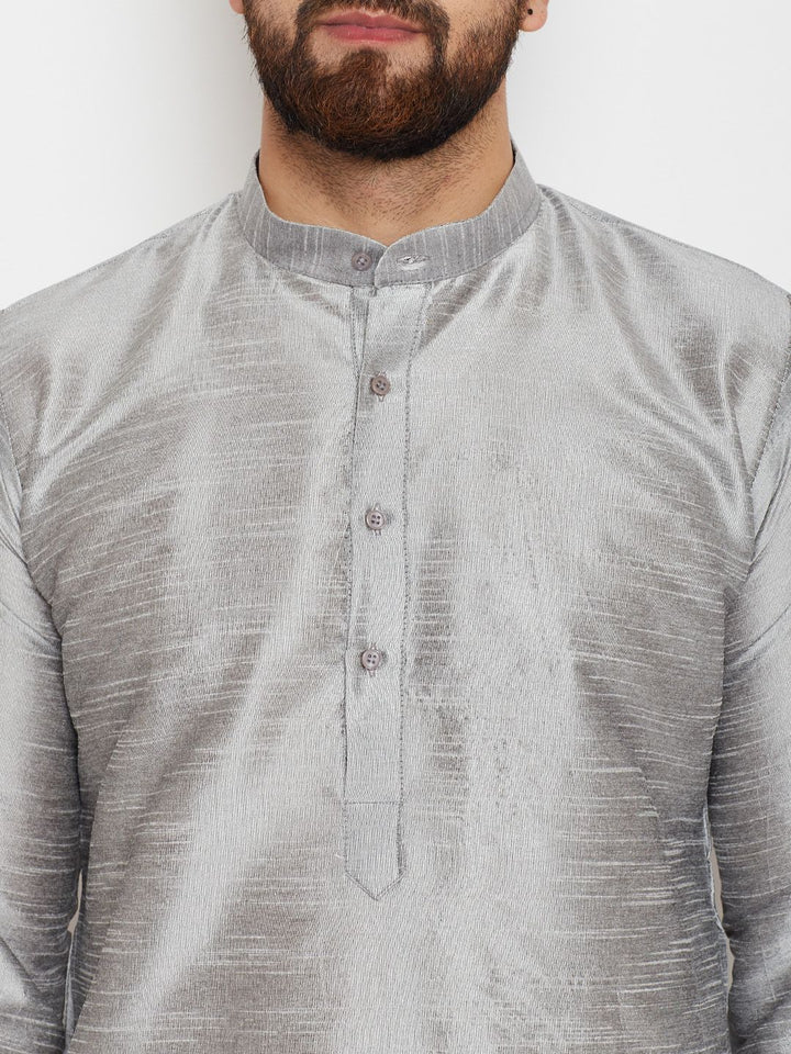 SOJANYA Men Grey Solid A-Line Kurta