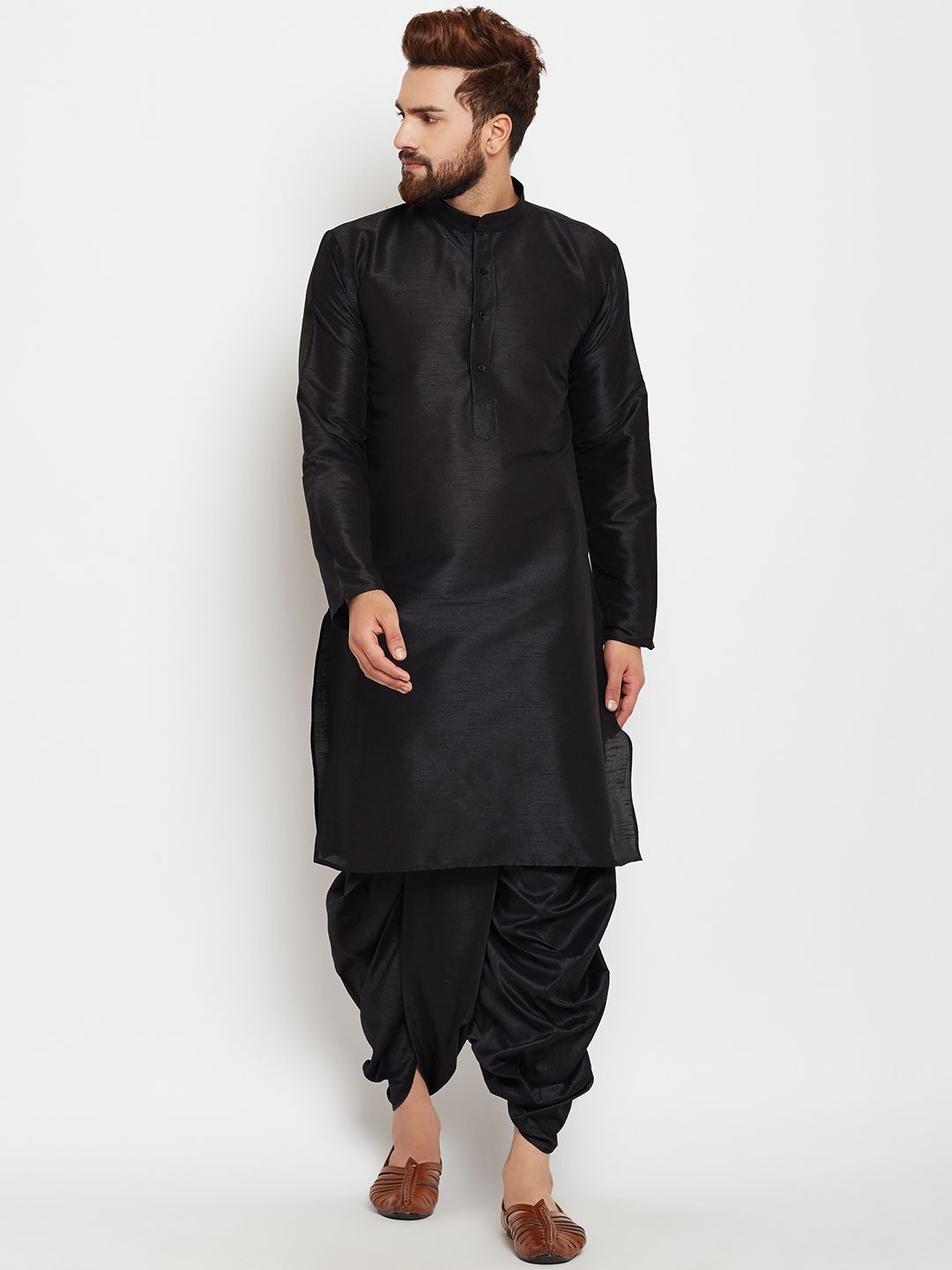SOJANYA Lelaki Hitam Solid A-Line Kurta