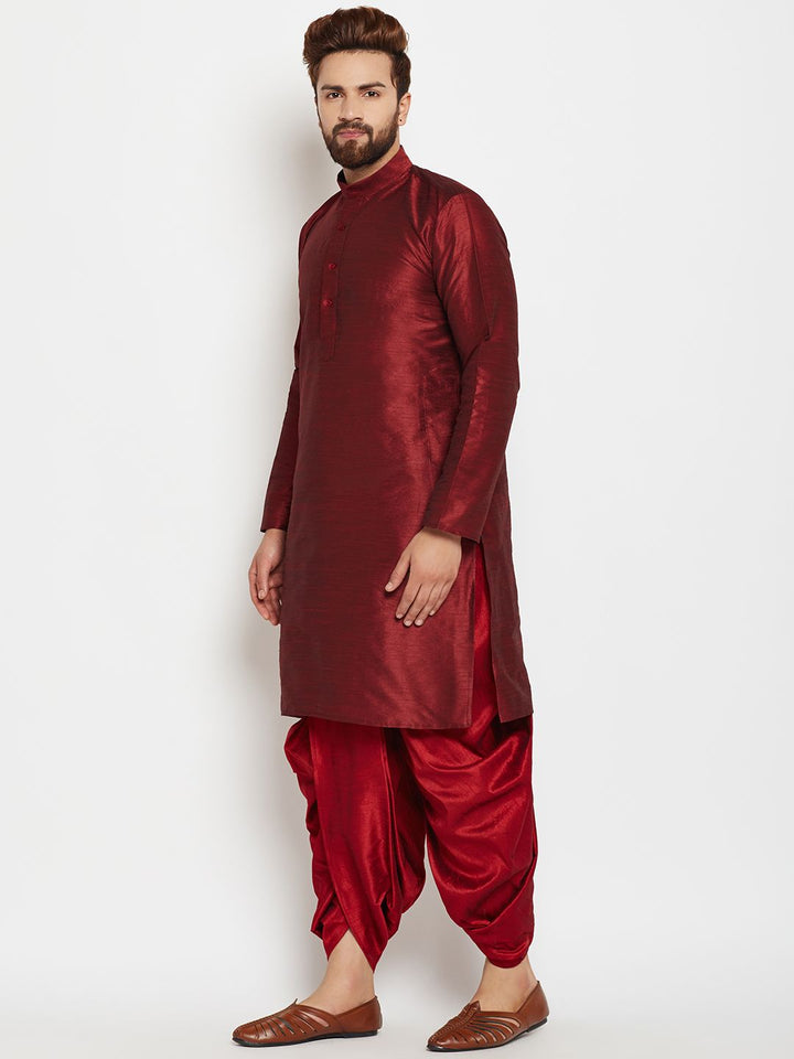 SOJANYA Men Maroon Solid A-Line Kurta