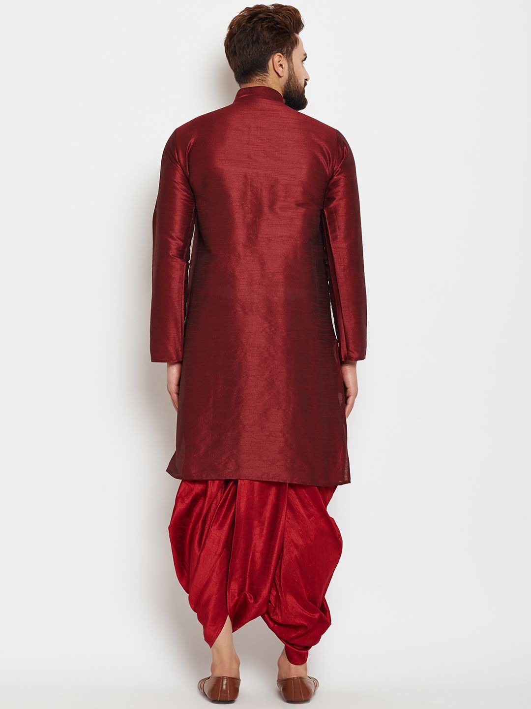 SOJANYA Men Maroon Solid A-Line Kurta