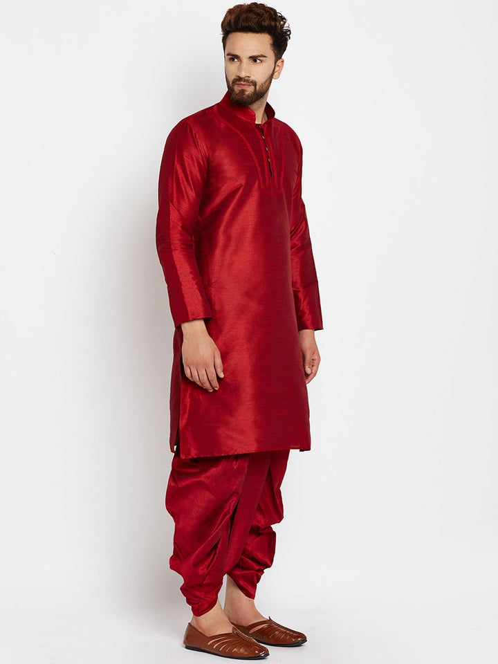 SOJANYA Men Maroon Solid A-Line Kurta