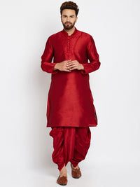 SOJANYA Men Maroon Solid A-Line Kurta
