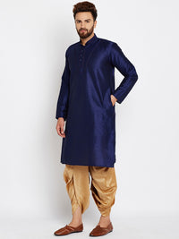 SOJANYA Lelaki Navy Blue Solid Kurta Lurus