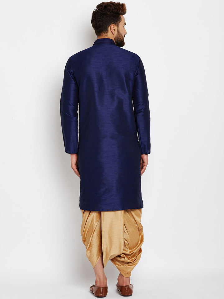 SOJANYA Lelaki Navy Blue Solid Kurta Lurus