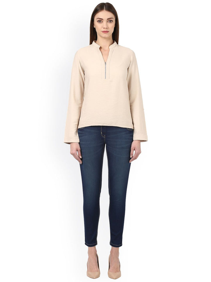 Park Avenue Women Beige Solid Top