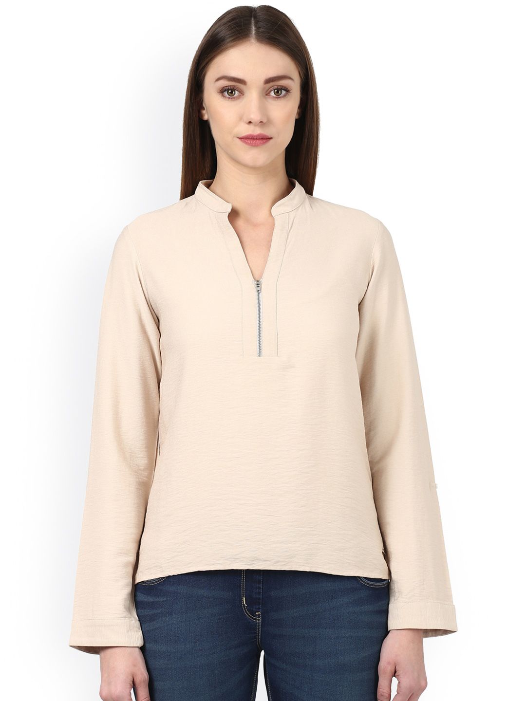 Park Avenue Women Beige Solid Top