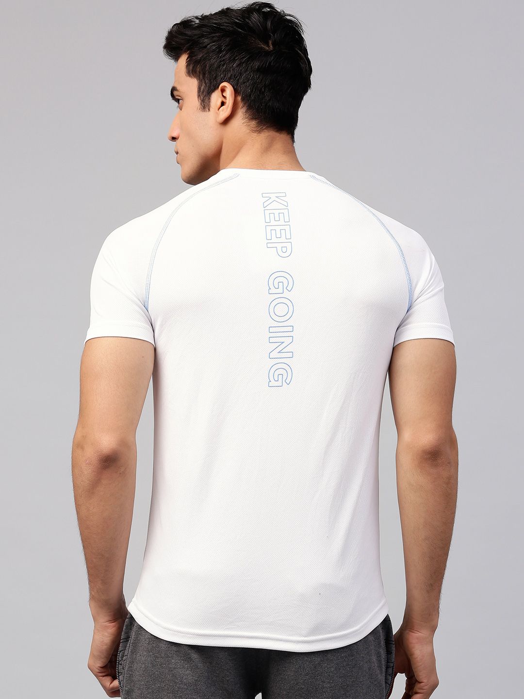 HRX by Hrithik Roshan Men White Slim Advanced Rapid Dry Raglan T-shirt