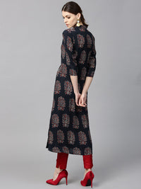 Gerua By Libas Women Navy  Red Printed A-Line Kurta