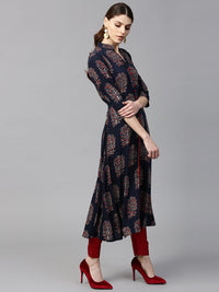 Gerua By Libas Women Navy  Red Printed A-Line Kurta