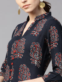 Gerua By Libas Women Navy  Red Printed A-Line Kurta