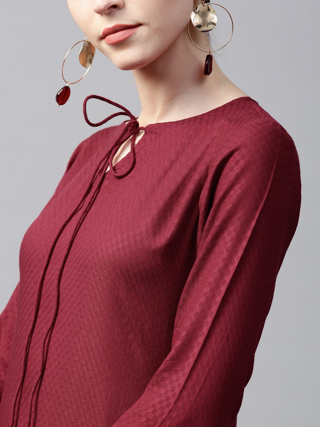 Gerua By Libas Women Maroon  Brown Self-Design Kurta with Palazzos