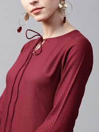 Gerua By Libas Women Maroon  Brown Self-Design Kurta with Palazzos