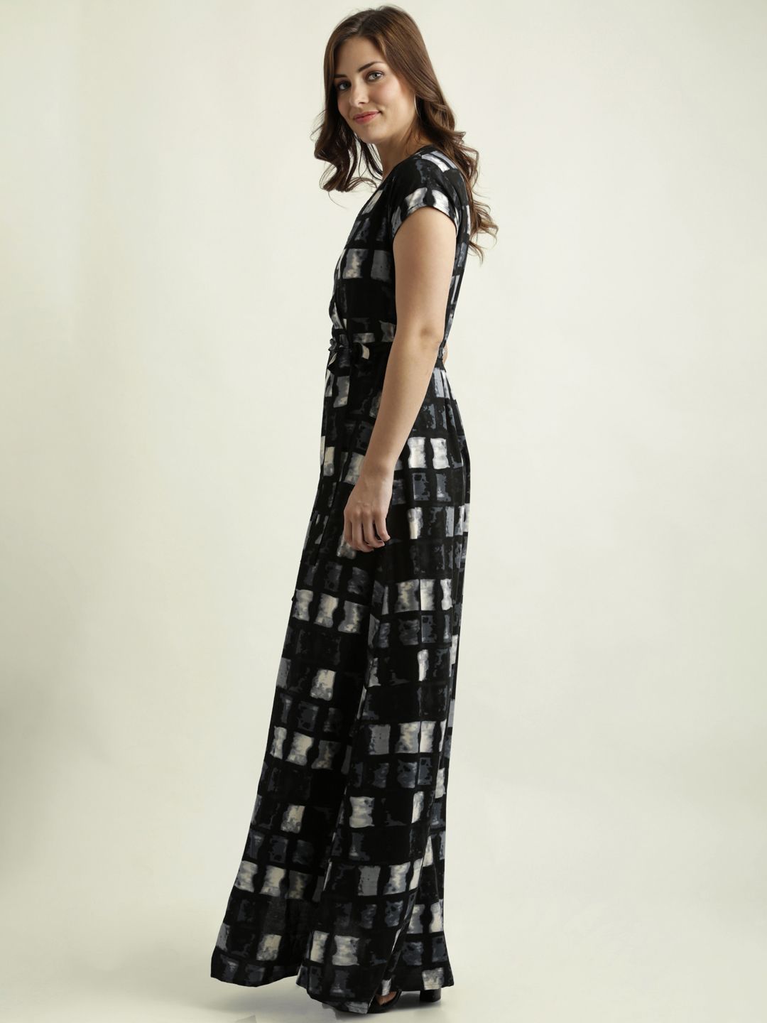 Miss Chase Women Black Printed Wrap Dress