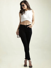Miss Chase Women Black Slim Fit High-Rise Clean Look Stretchable Jeans