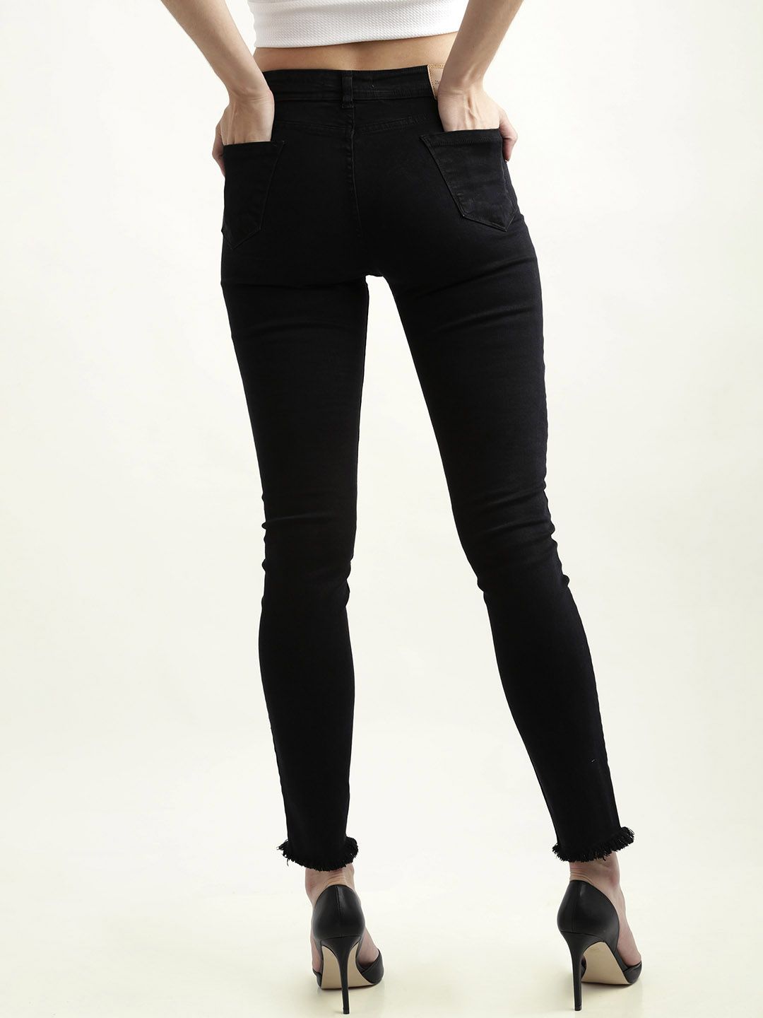 Miss Chase Women Black Slim Fit High-Rise Clean Look Stretchable Jeans