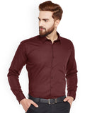 Hancock Men Maroon Solid French Cuff Slim Fit Pure Cotton Formal Shirt