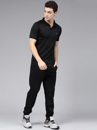 HRX by Hrithik Roshan Men Black Advanced Rapid Dry Raglan Polo Collar T-shirt