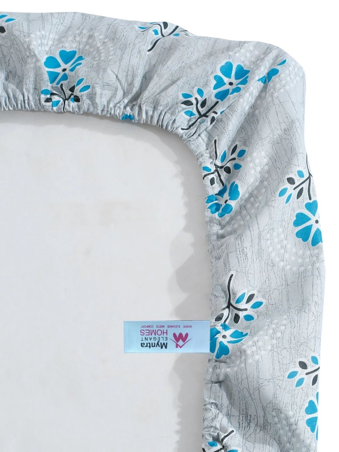 Myntra Elegant Homes Blue Floral 400 TC Cadar Tempat Tidur Single dengan 1 Sarung Bantal