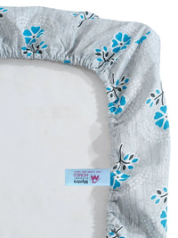 Myntra Elegant Homes Blue Floral 400 TC Cadar Tempat Tidur Single dengan 1 Sarung Bantal